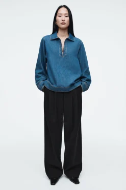 Damen COS Hemden & Blusen | Oberteile*BLUSE AUS DENIM MIT KURZEM REISSVERSCHLUSS