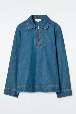 Damen COS Hemden & Blusen | Oberteile*BLUSE AUS DENIM MIT KURZEM REISSVERSCHLUSS