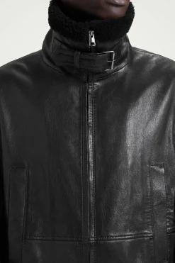 Herren COS Mäntel & Jacken*DIE LEDERJACKE MIT LAMMFELLBESATZ
