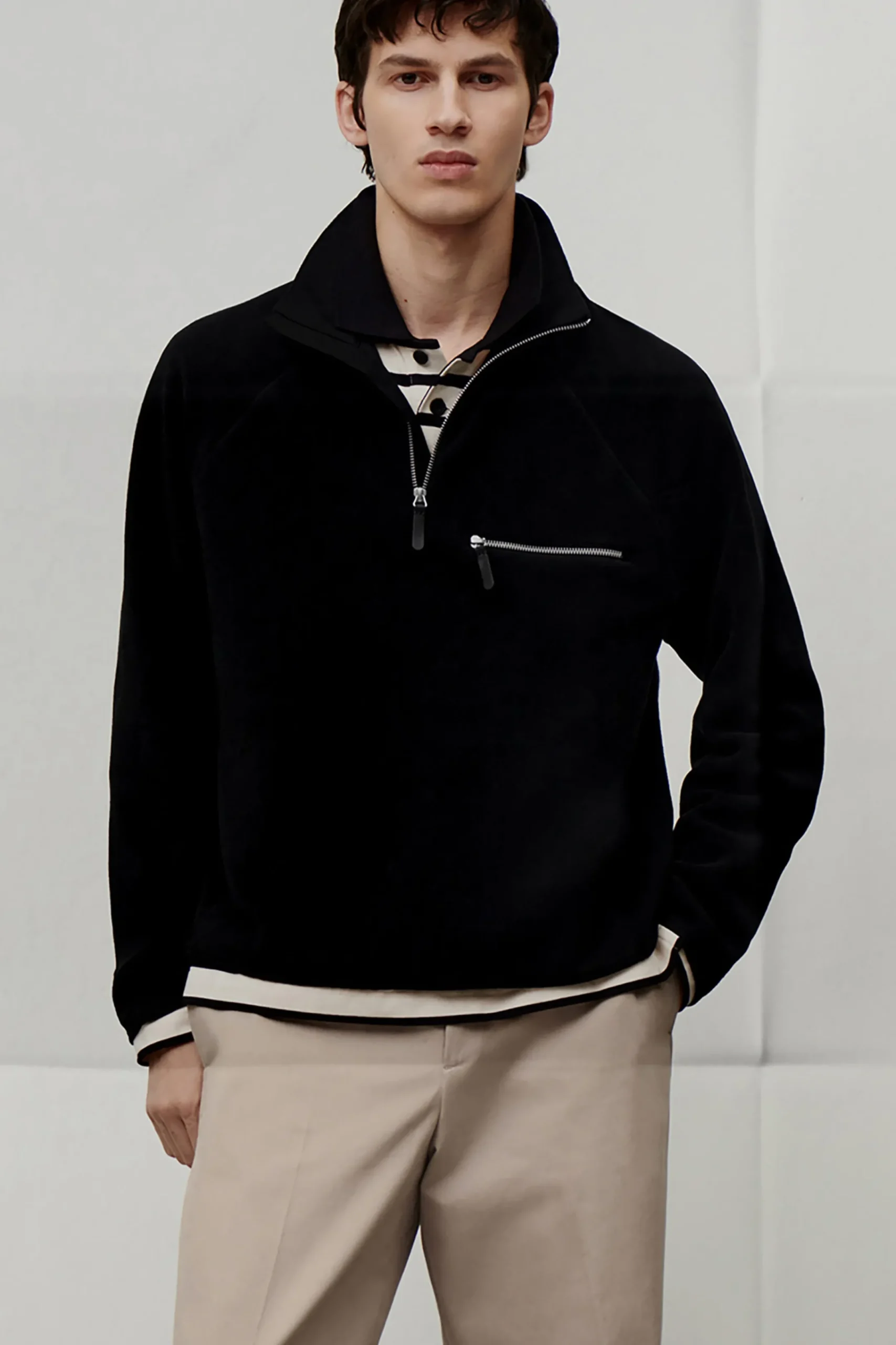 Herren COS Sweatshirts & Kapuzenpullover | Strickmode*FLEECEPULLOVER MIT KURZEM REISSVERSCHLUSS