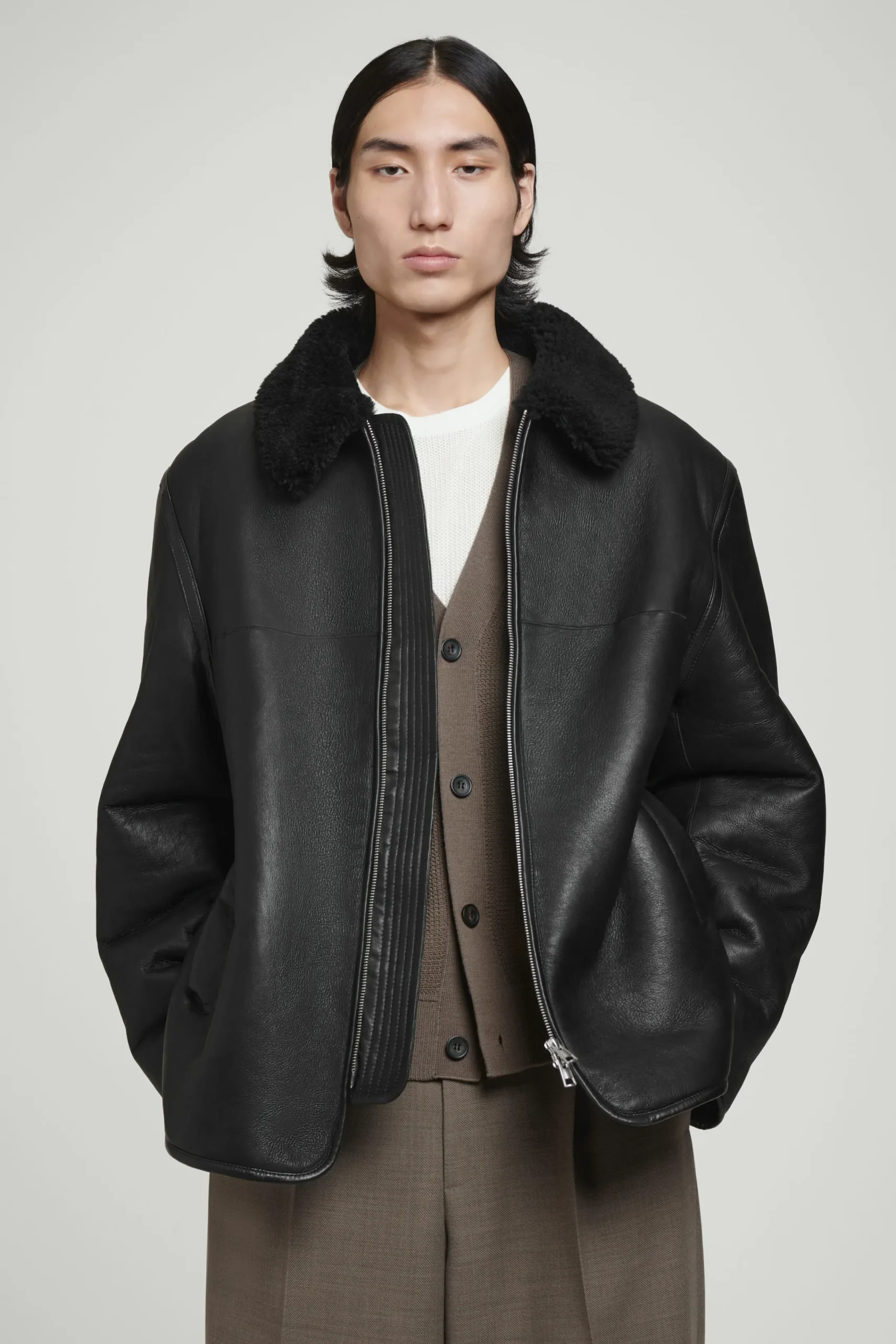 Herren COS Mäntel & Jacken*FLIEGERJACKE AUS SHEARLING