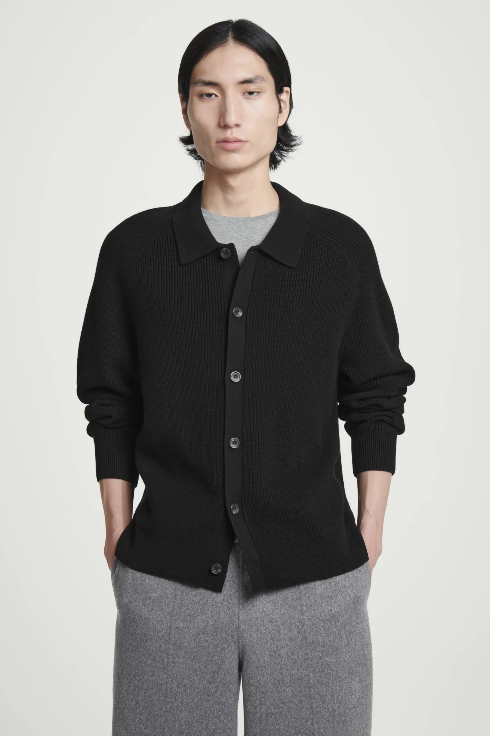 Herren COS Strickjacken | Kaschmir*GERIPPTE STRICKJACKE AUS WOLLE UND KASCHMIR
