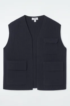 Damen COS Strickmode*GERIPPTE UTILITY-WESTE AUS MERINOWOLLE