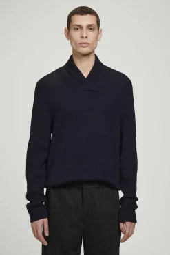 Herren COS Pullover | Strickmode*GERIPPTER PULLOVER AUS MERINOWOLLE MIT SCHALKRAGEN