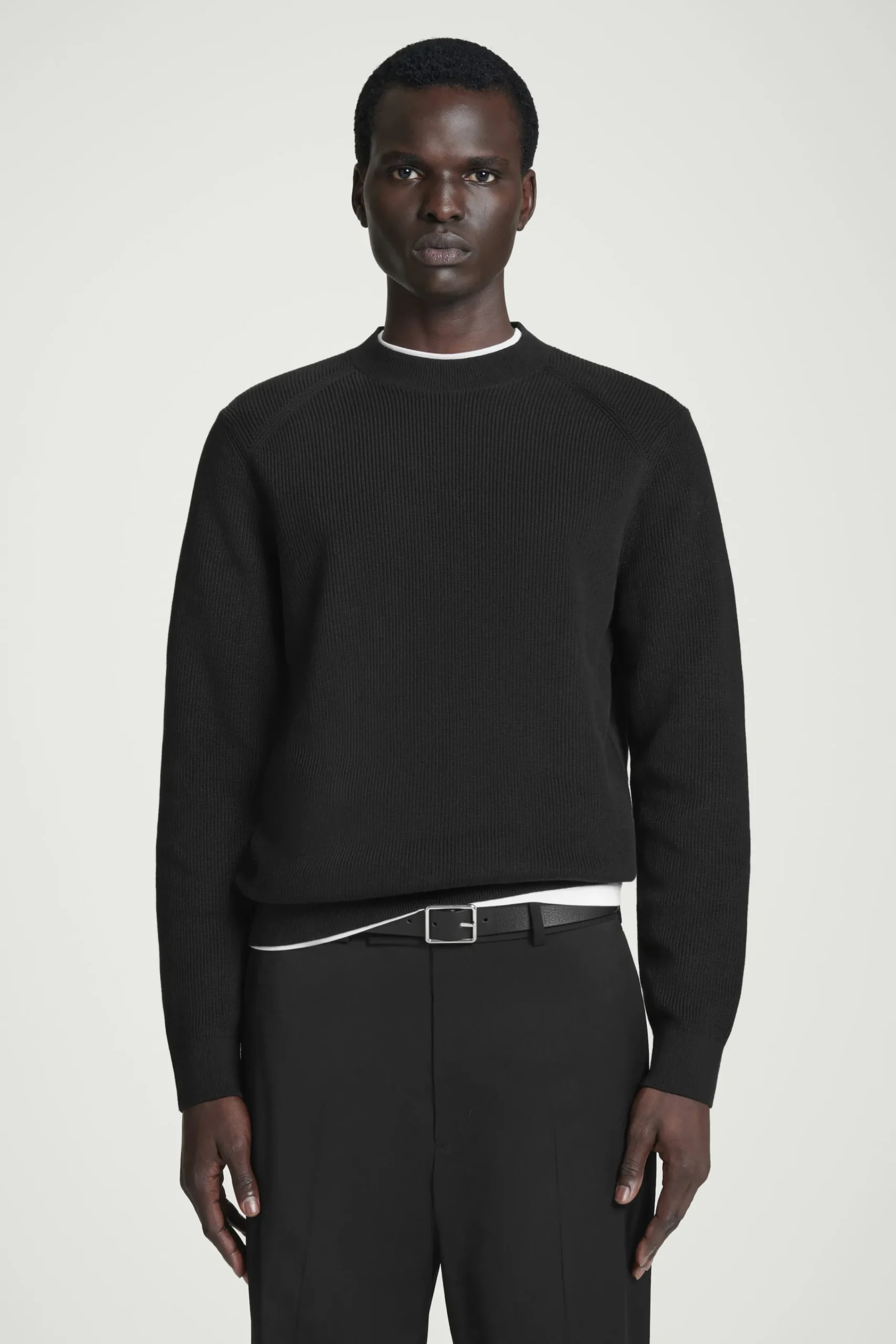 Herren COS Pullover | Strickmode*GERIPPTER STRICKPULLOVER AUS BAUMWOLLE