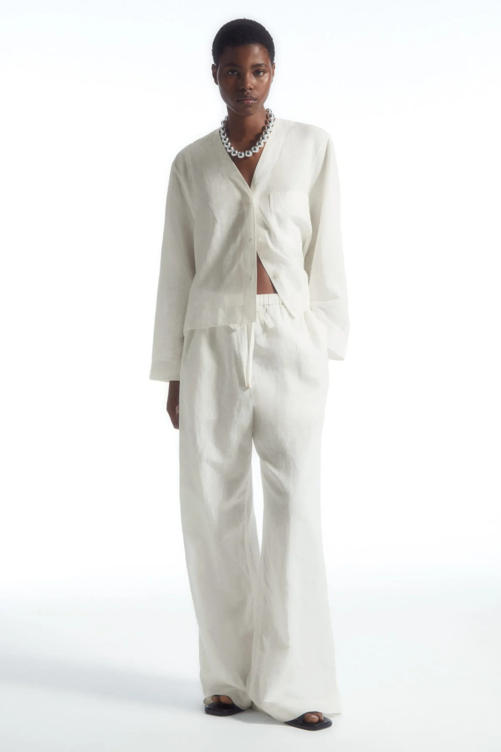Damen COS Hosen*HOSE AUS LEINEN MIT WEITEM BEIN UND KORDELZUGBUND