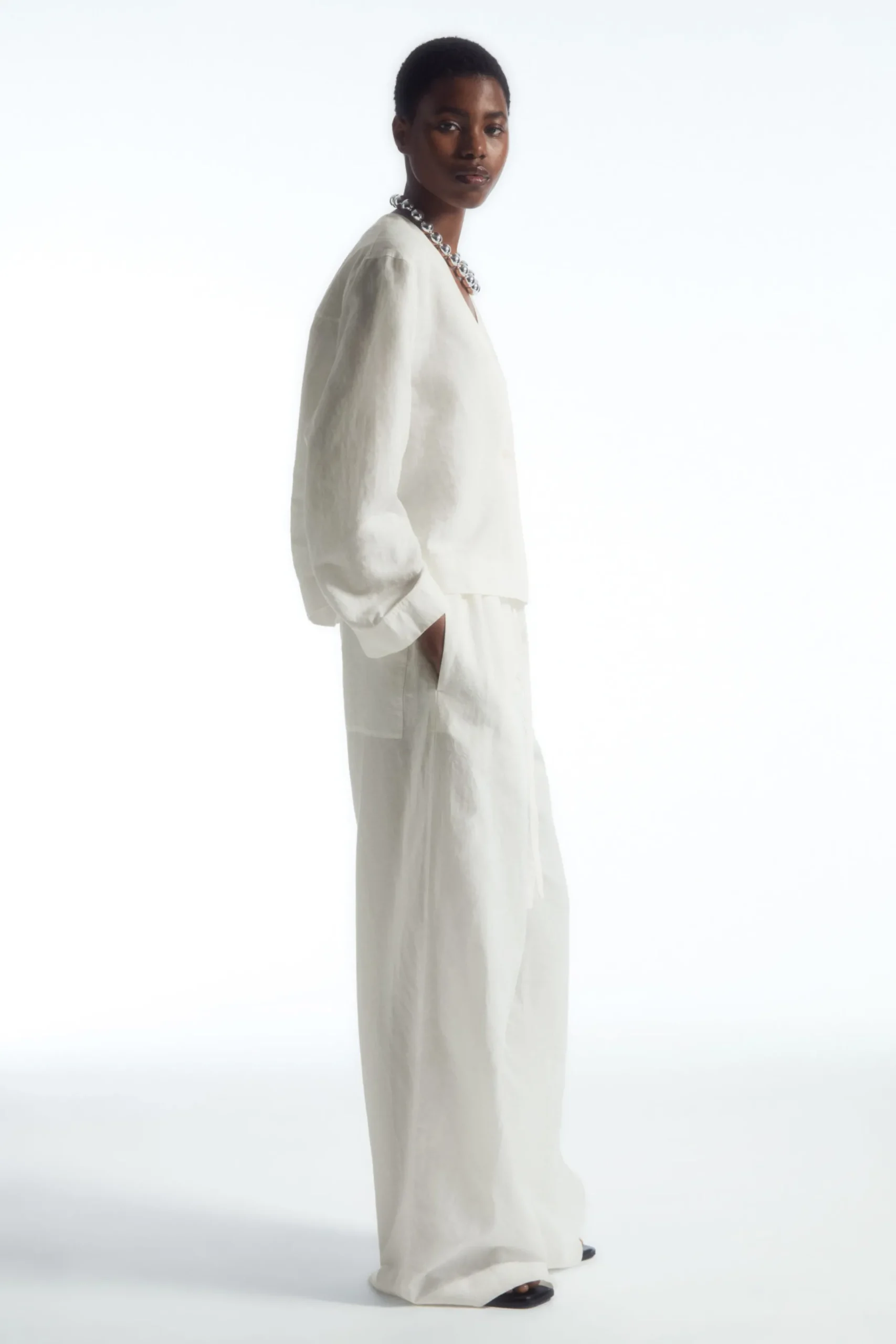 Damen COS Hosen*HOSE AUS LEINEN MIT WEITEM BEIN UND KORDELZUGBUND