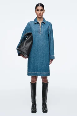 Damen COS Kleider*JEANSKLEID MIT KURZEM REISSVERSCHLUSS