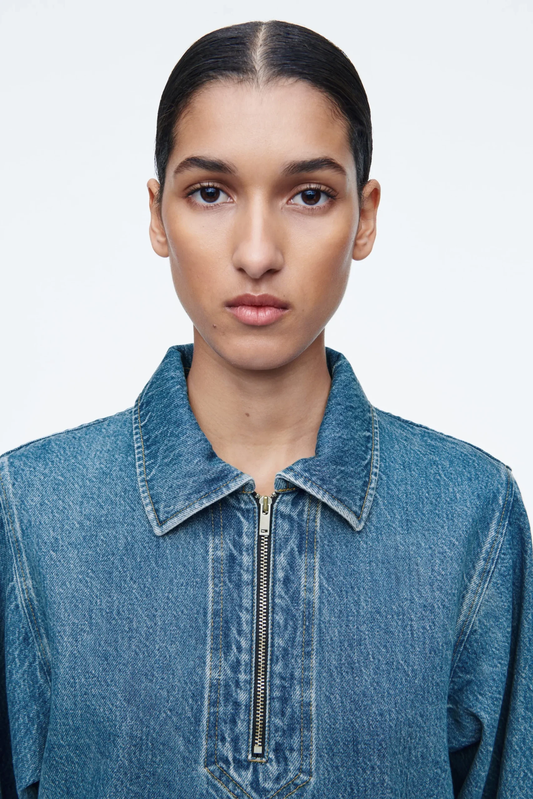 Damen COS Kleider*JEANSKLEID MIT KURZEM REISSVERSCHLUSS