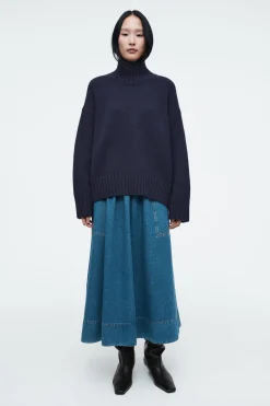 Damen COS Röcke*JEANSROCK IN MIDILÄNGE MIT ELASTISCHEM BUND