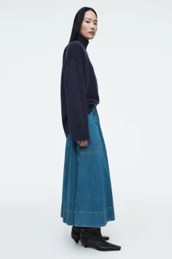 Damen COS Röcke*JEANSROCK IN MIDILÄNGE MIT ELASTISCHEM BUND