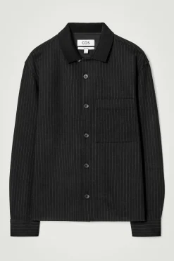 Herren COS Hemden*JERSEYHEMD AUS WOLL-MIX MIT NADELSTREIFEN