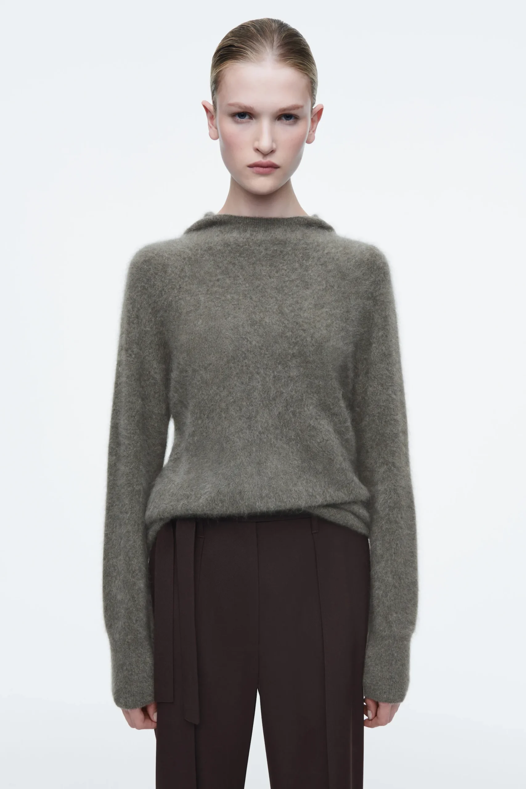 Damen COS Kaschmir | Strickmode*KAPUZENPULLOVER AUS REINEM GEBÜRSTETEM KASCHMIR