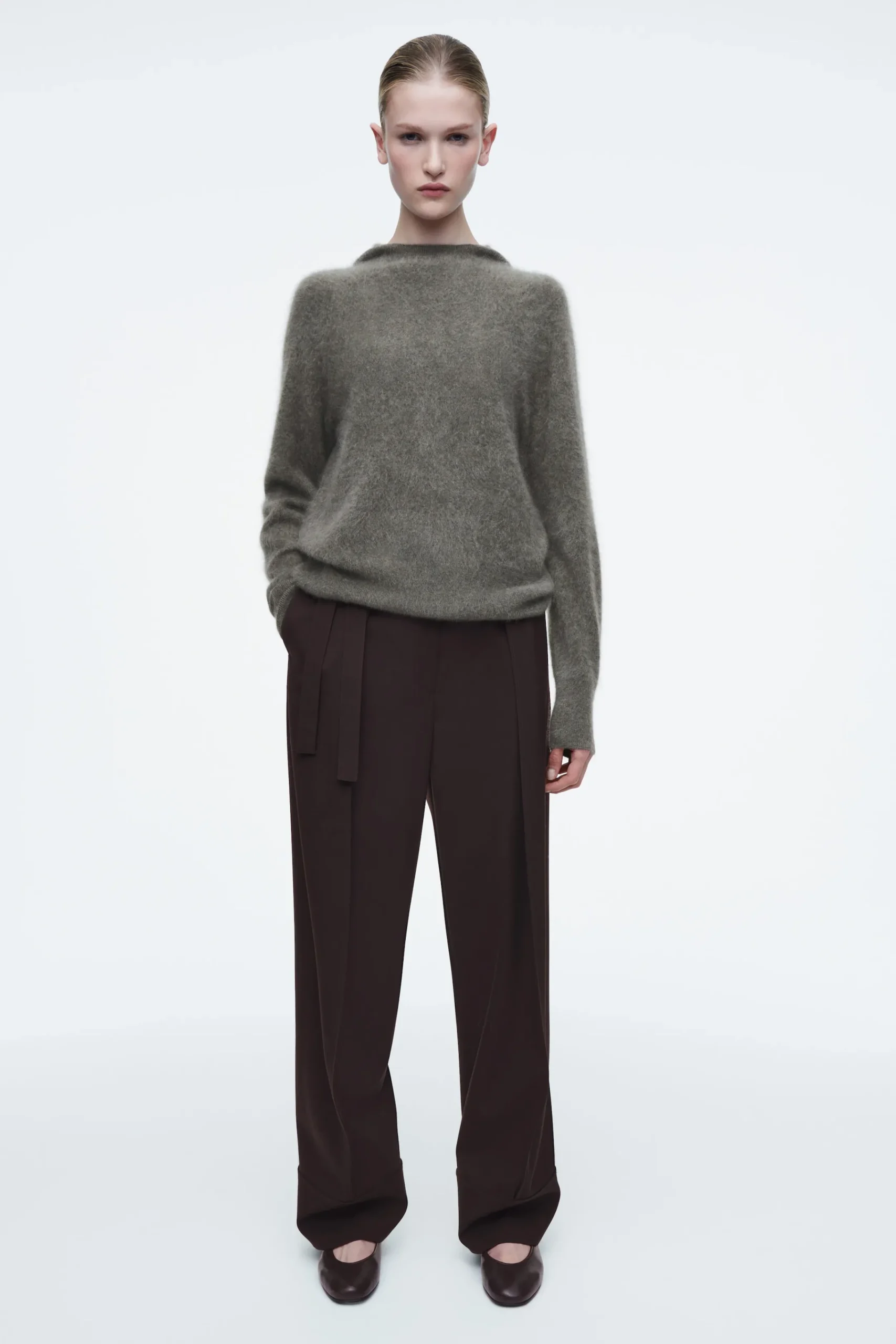 Damen COS Kaschmir | Strickmode*KAPUZENPULLOVER AUS REINEM GEBÜRSTETEM KASCHMIR