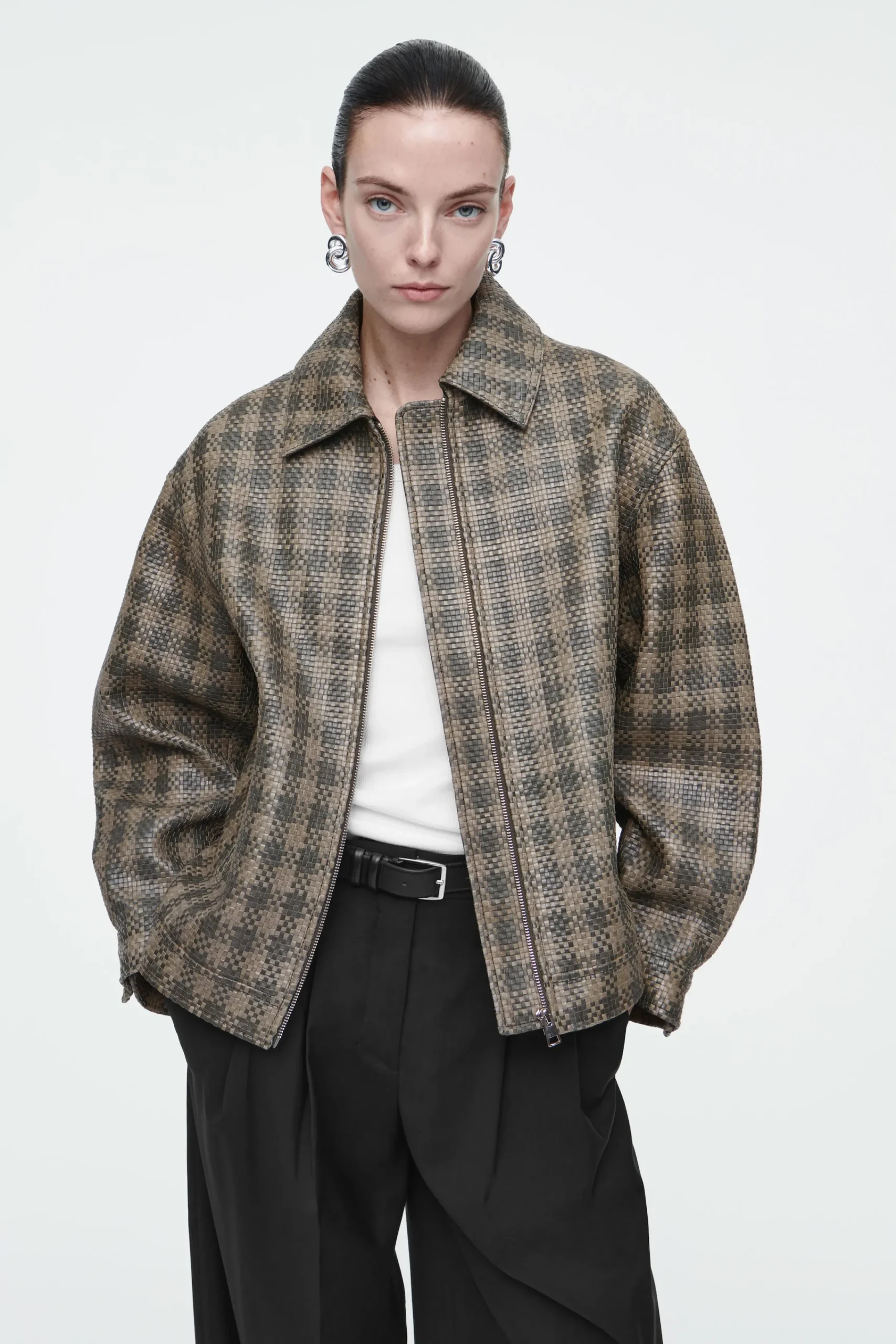 Damen COS Mäntel & Jacken*KARIERTE JACKE AUS GEFLOCHTENEM LEDER
