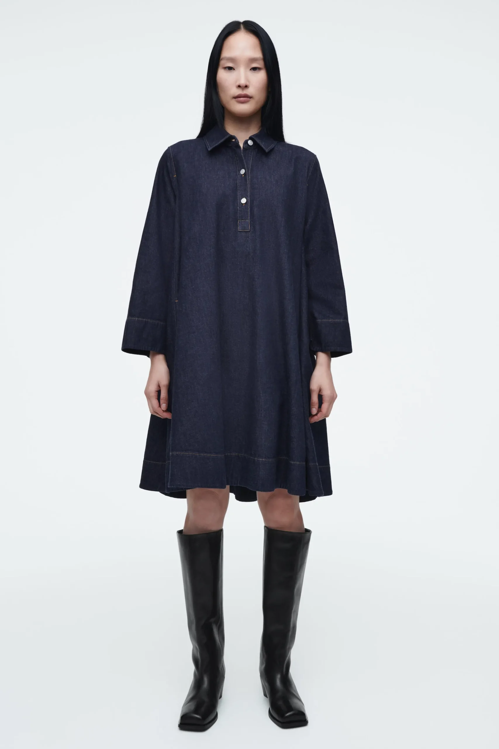 Damen COS Kleider*KURZES HEMDKLEID AUS DENIM IN A-LINIE