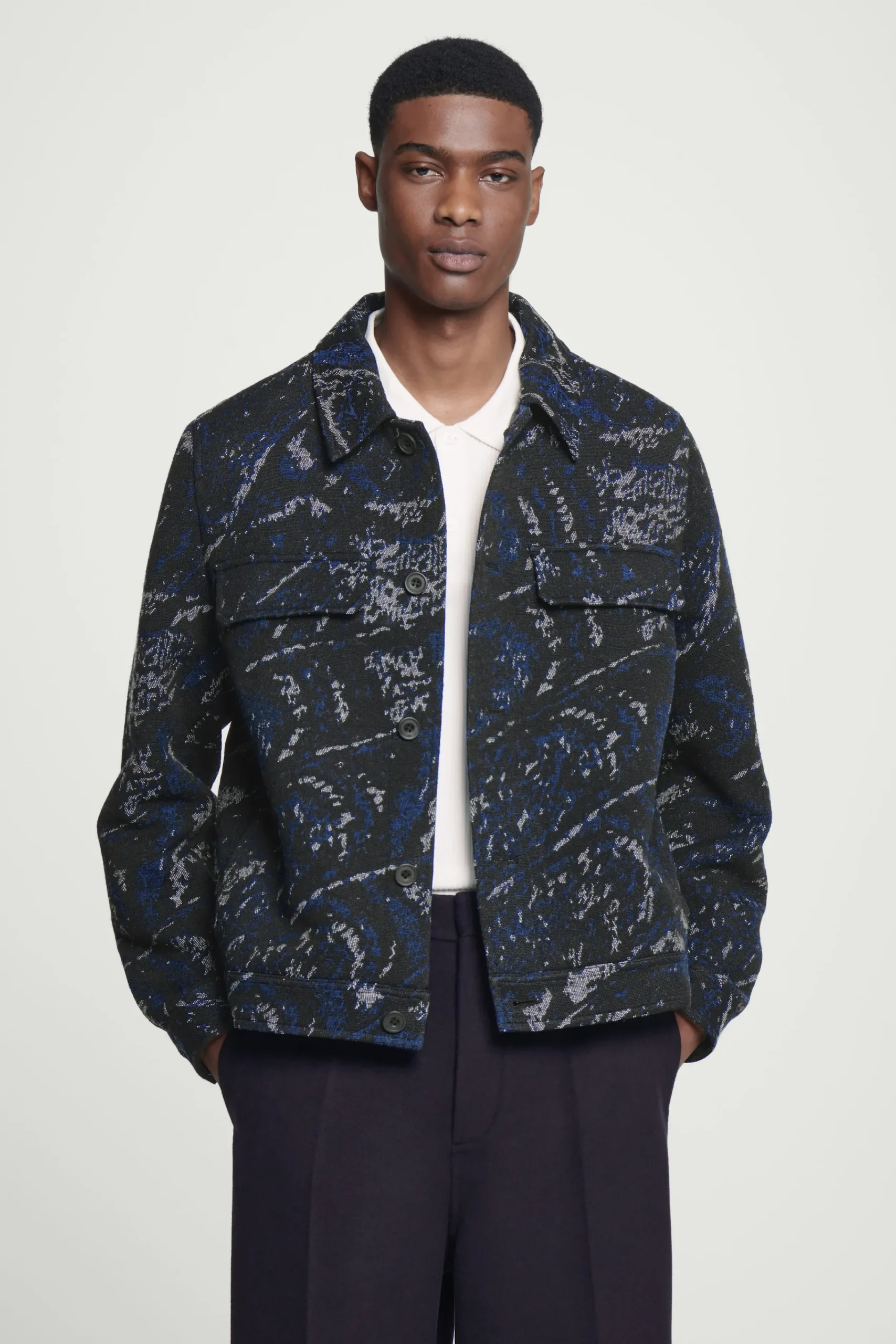 Herren COS Hemden | Mäntel & Jacken*LOCKERE HEMDJACKE AUS JACQUARD AUS WOLL-MIX
