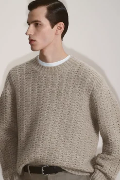 Herren COS Pullover | Kaschmir*LOCKERER KASCHMIRPULLOVER MIT LOCHSTRICKMUSTER