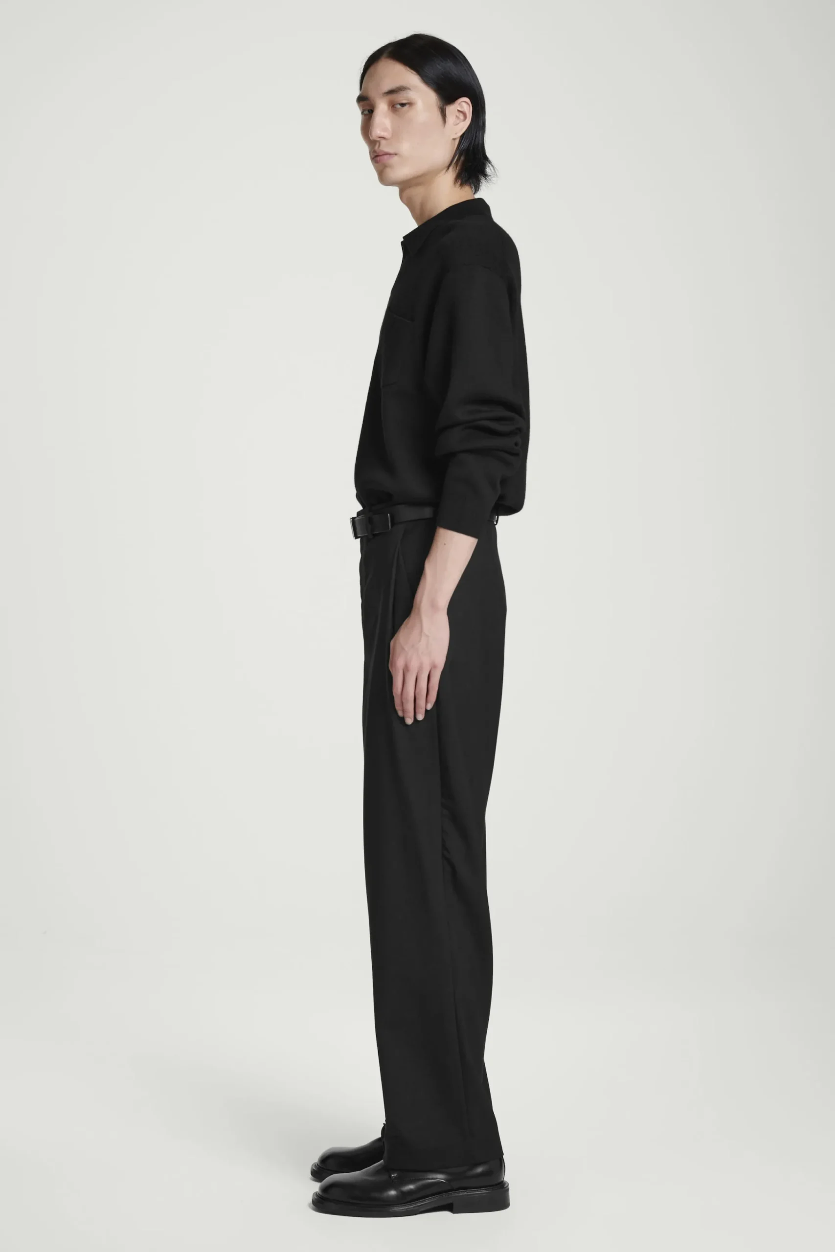 Herren COS Hosen*MELIERTE HOSE AUS WOLL-HOPSACK – WEITES BEIN