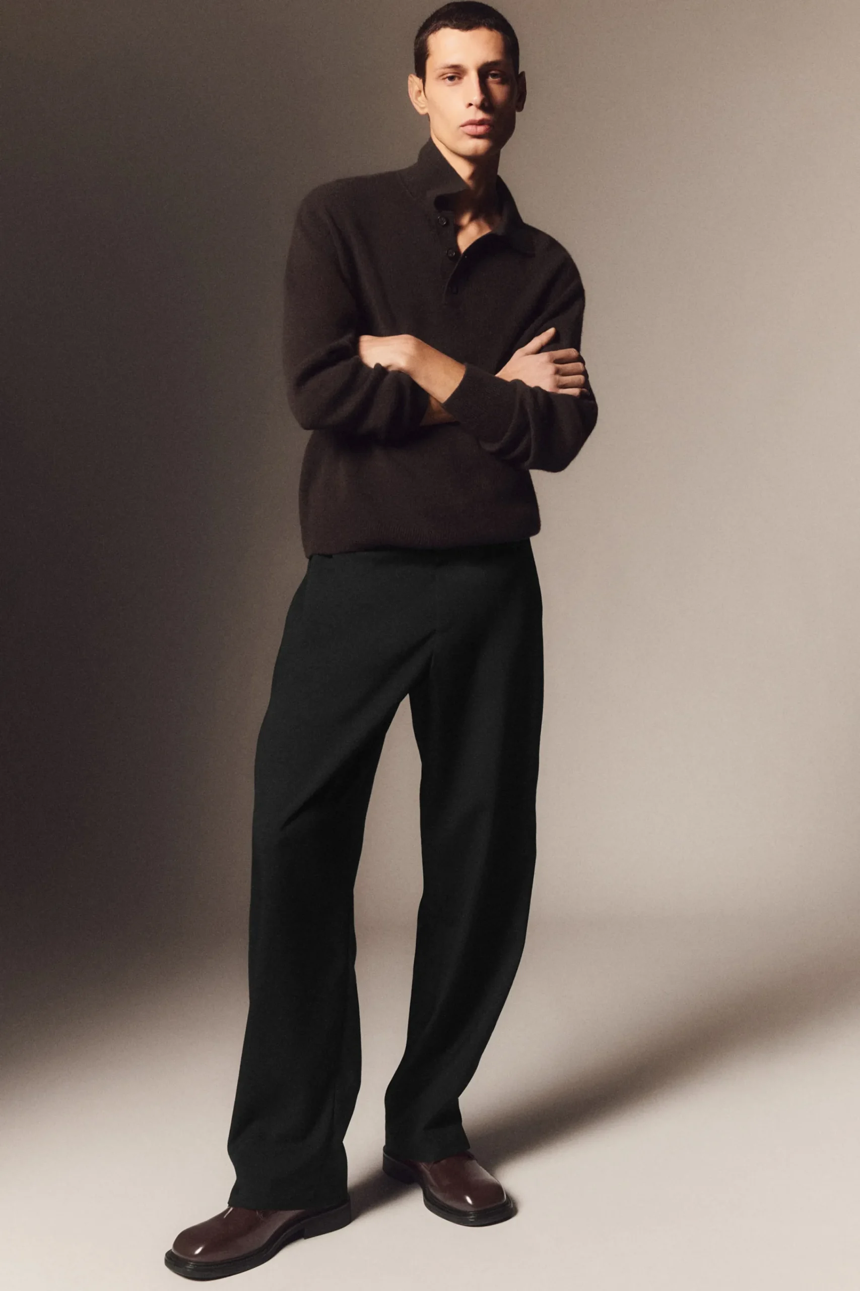 Herren COS Hosen*MELIERTE HOSE AUS WOLL-HOPSACK – WEITES BEIN