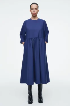 Damen COS Kleider*MIDIKLEID AUS WOLL-MIX MIT RAFFUNGEN