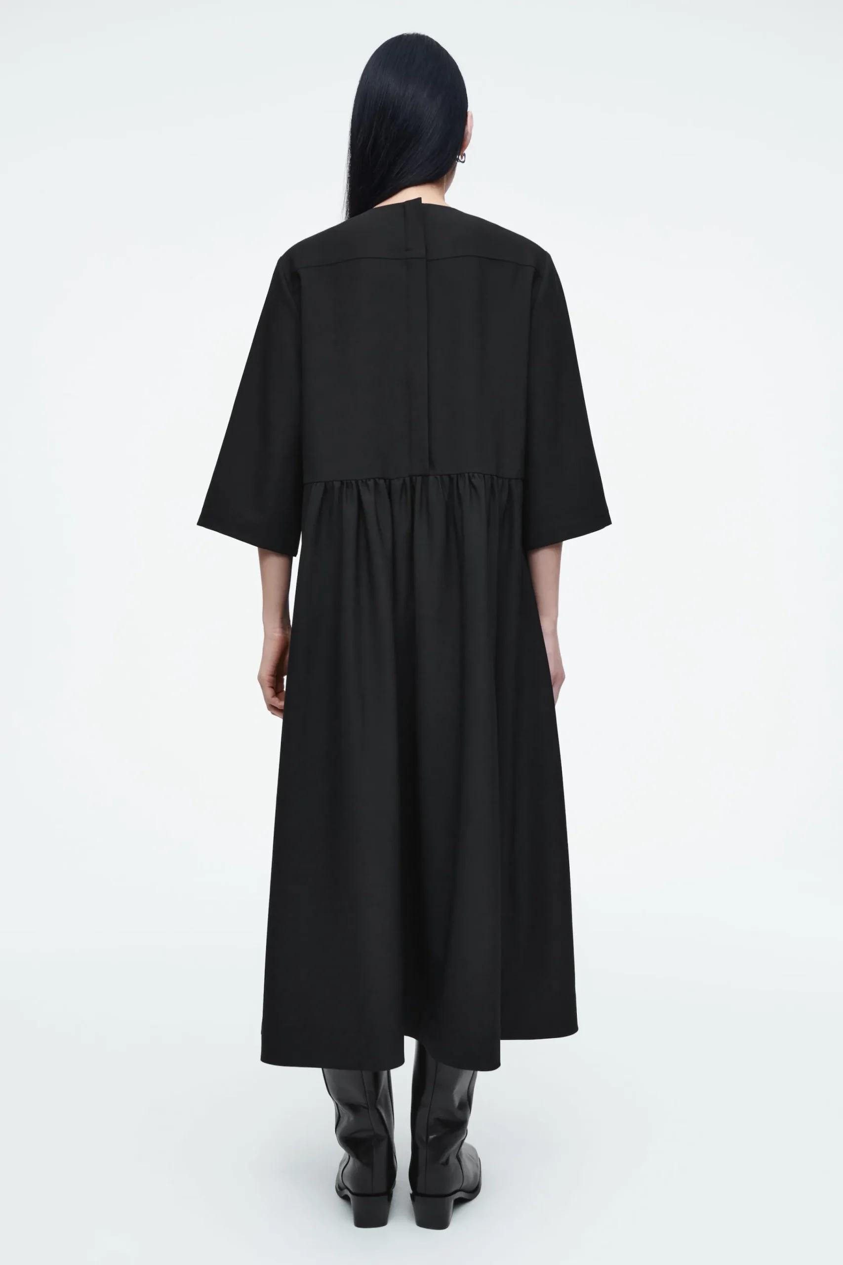 Damen COS Kleider*MIDIKLEID AUS WOLL-MIX MIT RAFFUNGEN