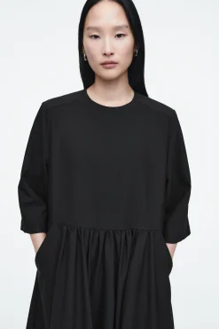 Damen COS Kleider*MIDIKLEID AUS WOLL-MIX MIT RAFFUNGEN