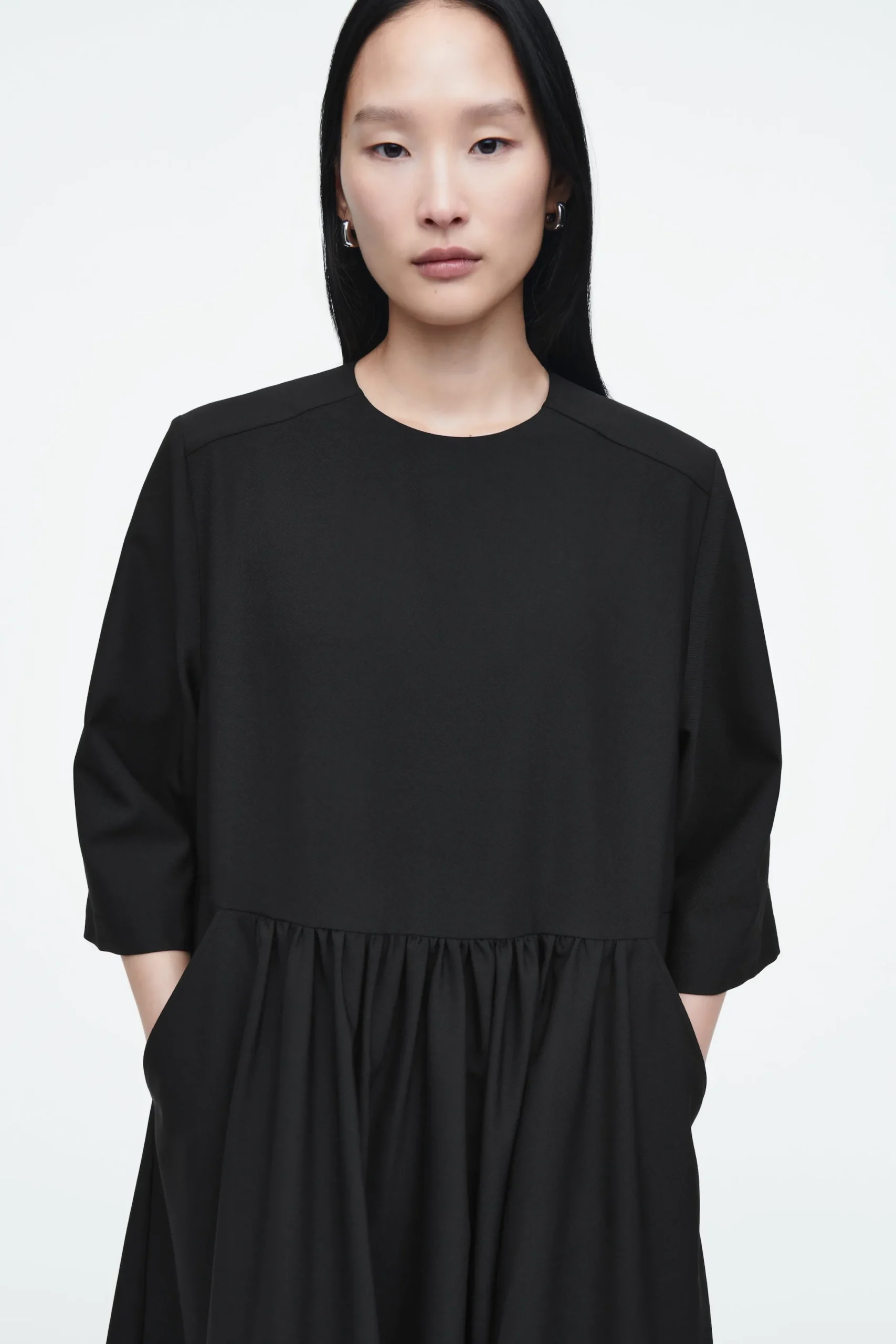 Damen COS Kleider*MIDIKLEID AUS WOLL-MIX MIT RAFFUNGEN