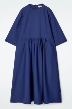 Damen COS Kleider*MIDIKLEID AUS WOLL-MIX MIT RAFFUNGEN