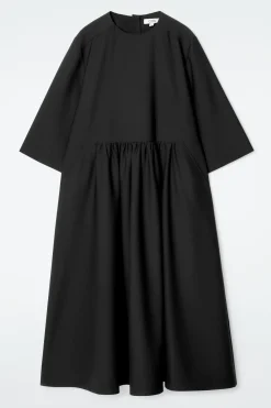 Damen COS Kleider*MIDIKLEID AUS WOLL-MIX MIT RAFFUNGEN