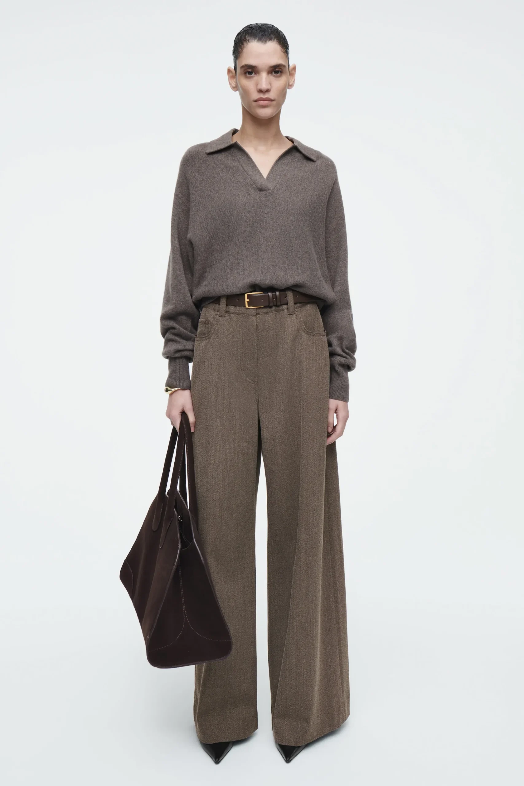 Damen COS Strickmode*POLOPULLOVER AUS WOLLE MIT FLEDERMAUSÄRMELN