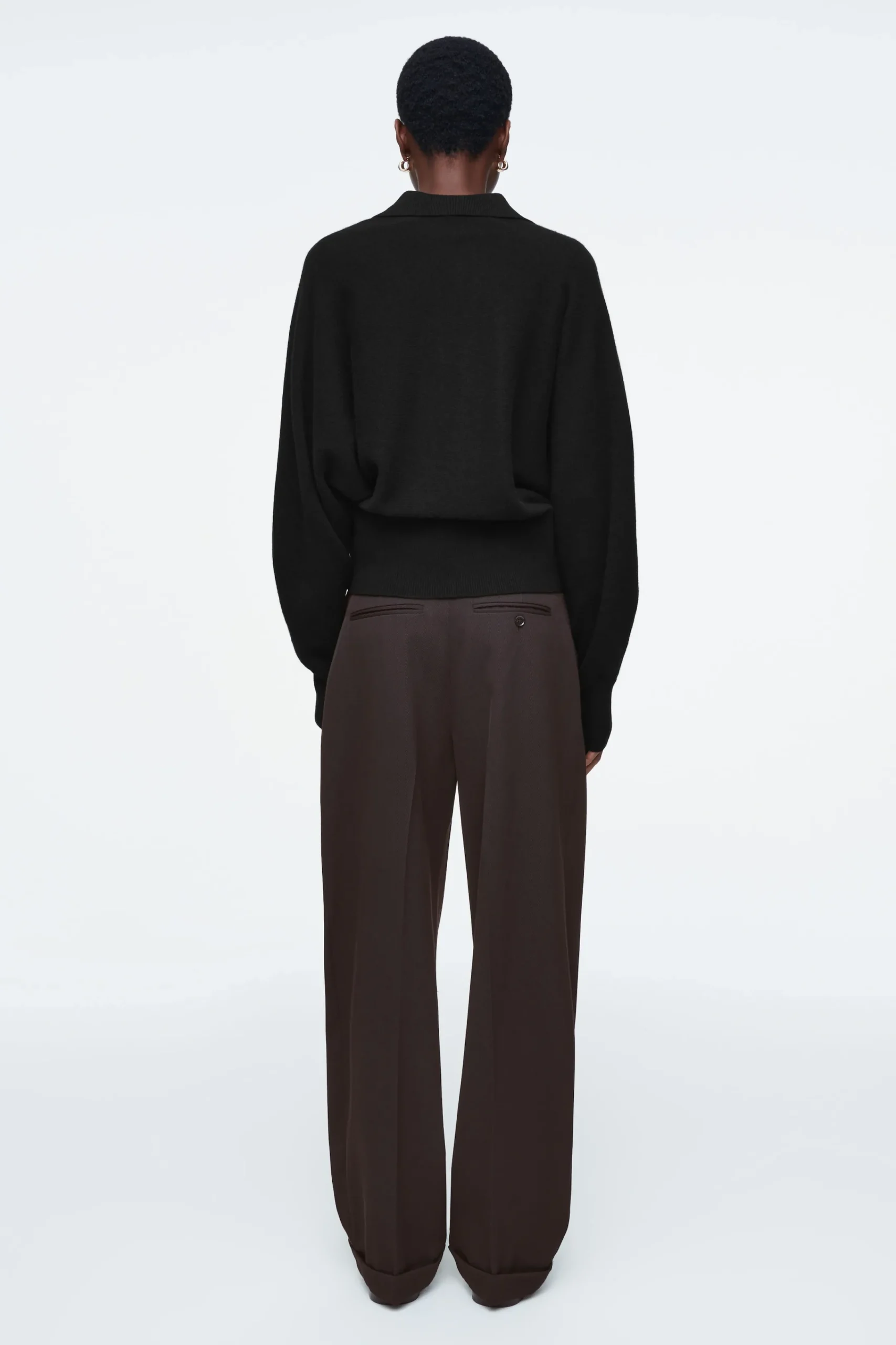 Damen COS Strickmode*POLOPULLOVER AUS WOLLE MIT FLEDERMAUSÄRMELN