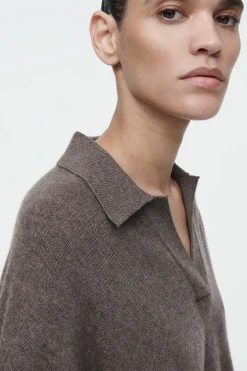 Damen COS Strickmode*POLOPULLOVER AUS WOLLE MIT FLEDERMAUSÄRMELN