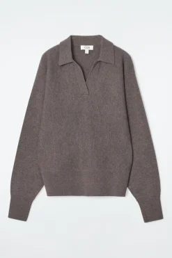 Damen COS Strickmode*POLOPULLOVER AUS WOLLE MIT FLEDERMAUSÄRMELN