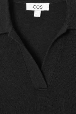 Damen COS Strickmode*POLOPULLOVER AUS WOLLE MIT FLEDERMAUSÄRMELN