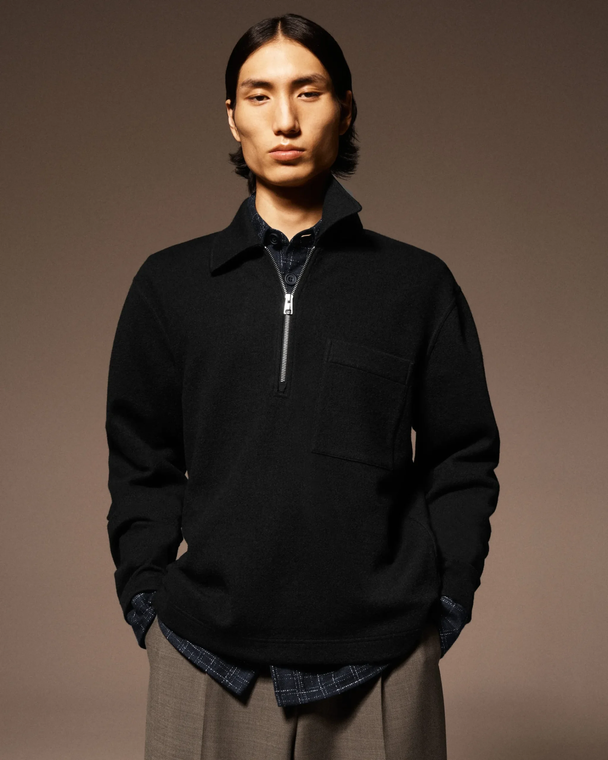 Herren COS Pullover | Strickmode*PULLOVER AUS KOCHWOLLE MIT KURZEM REISSVERSCHLUSS