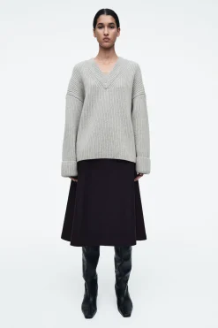 Damen COS Strickmode*PULLOVER AUS MERINOWOLLE MIT V-AUSSCHNITT