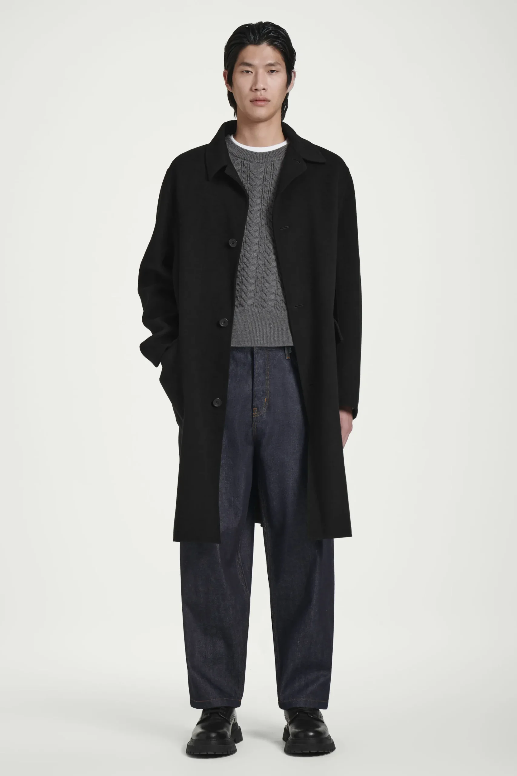 Herren COS Strickmode*PULLUNDER AUS WOLLE MIT ZOPFSTRICKMUSTER
