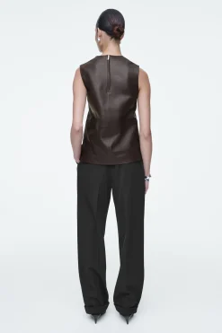 Damen COS Oberteile*ÄRMELLOSES OBERTEIL AUS LEDER