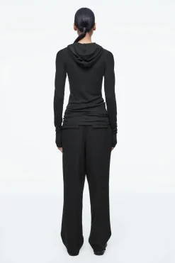 Damen COS Oberteile*SCHMAL GESCHNITTENER KAPUZENPULLOVER AUS WOLLE