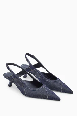 Damen COS Accessoires Aus Leder | Schuhe*SPITZE KITTEN-HEELS AUS DENIM MIT SLINGBACK-RIEMEN