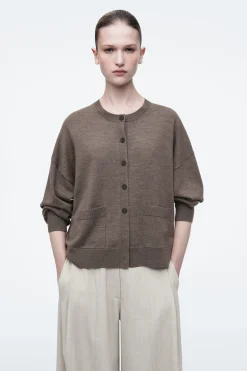 Damen COS Strickmode*STRICKJACKE AUS MERINOWOLLE MIT RUNDHALSAUSSCHNITT