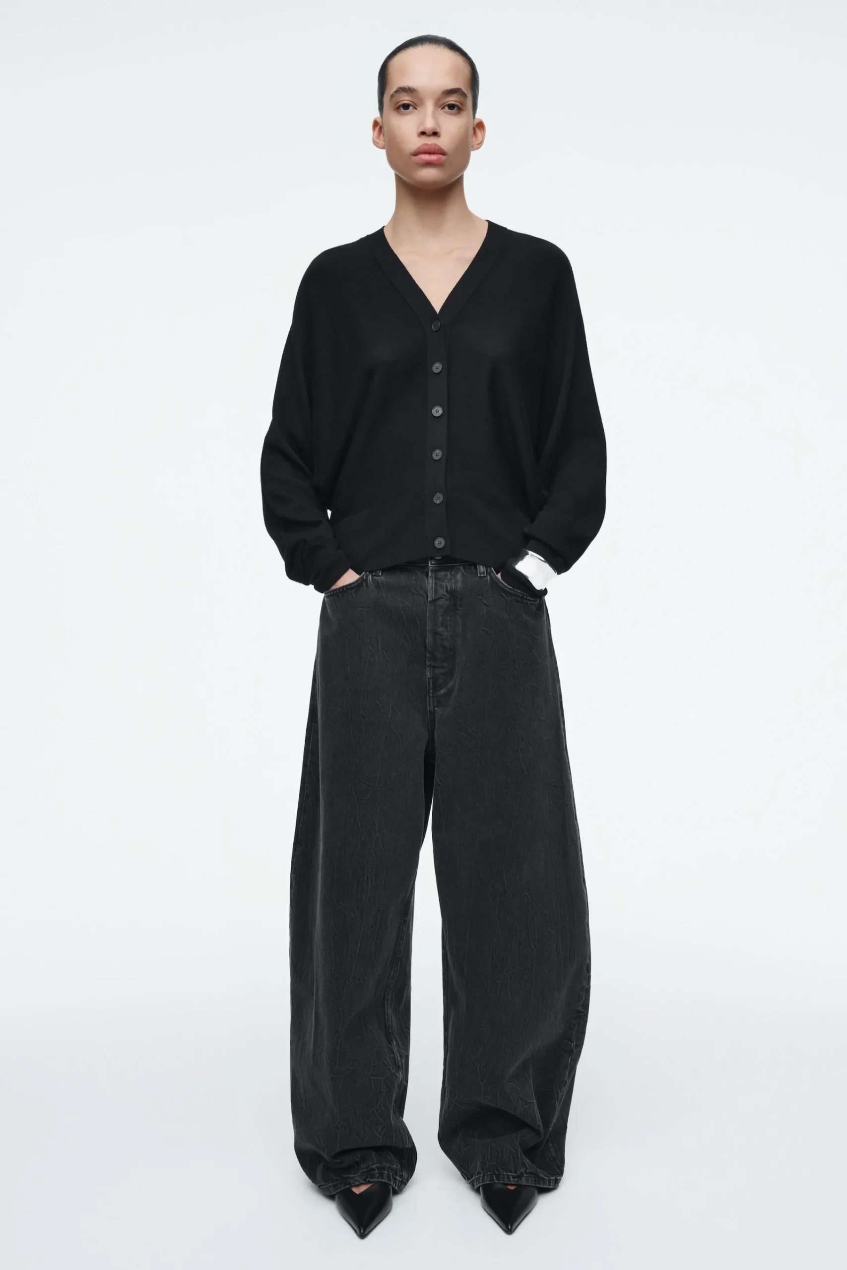 Damen COS Strickmode*STRICKJACKE AUS MERINOWOLLE MIT FLEDERMAUSÄRMELN