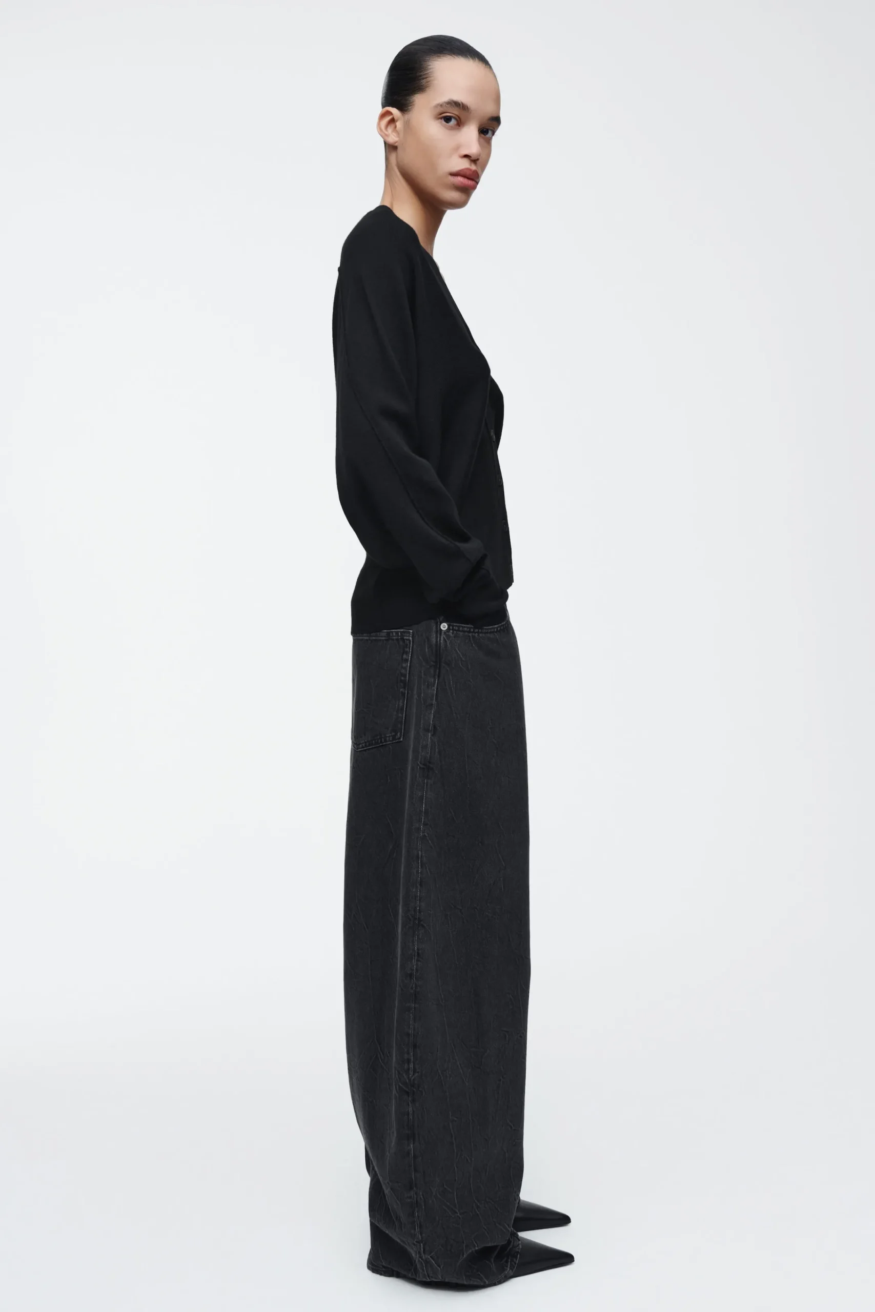 Damen COS Strickmode*STRICKJACKE AUS MERINOWOLLE MIT FLEDERMAUSÄRMELN