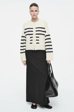 Damen COS Strickmode*STRICKJACKE AUS WOLLE MIT RUNDHALSAUSSCHNITT