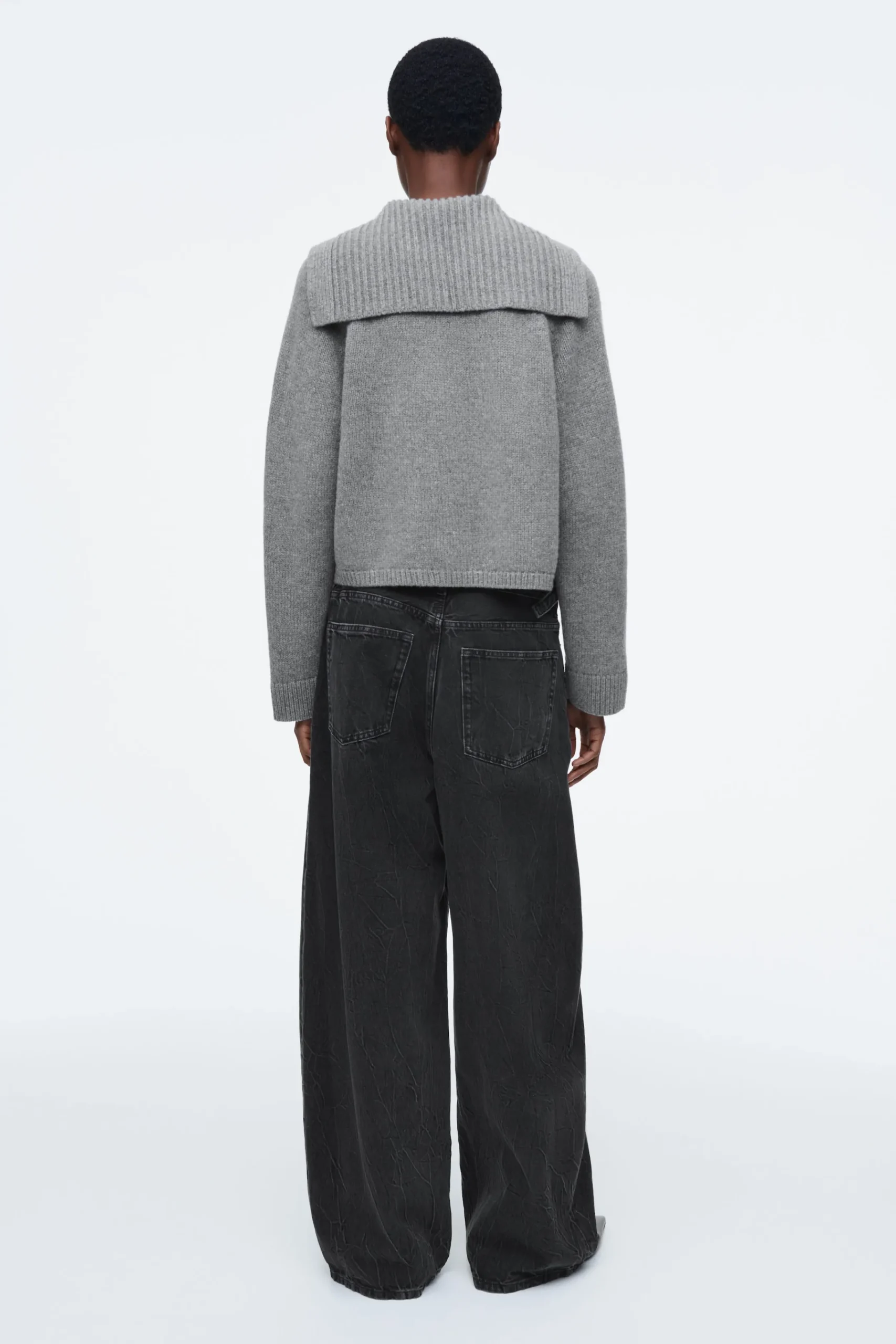Damen COS Strickmode*STRICKJACKE AUS WOLLE MIT MATROSENKRAGEN