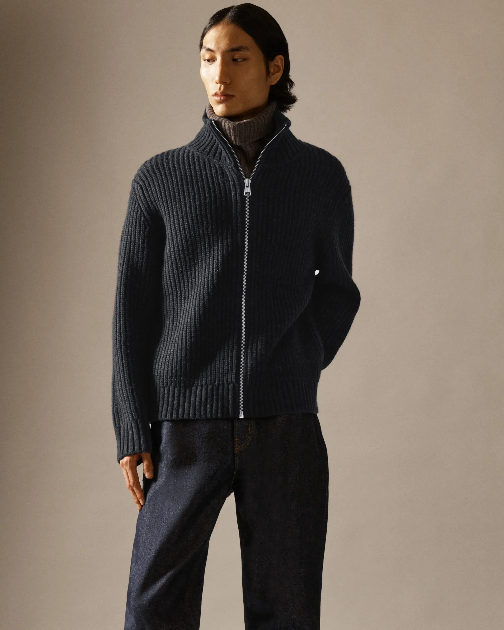 Herren COS Strickmode | Mäntel & Jacken*STRICKJACKE AUS WOLLE MIT STEHKRAGEN