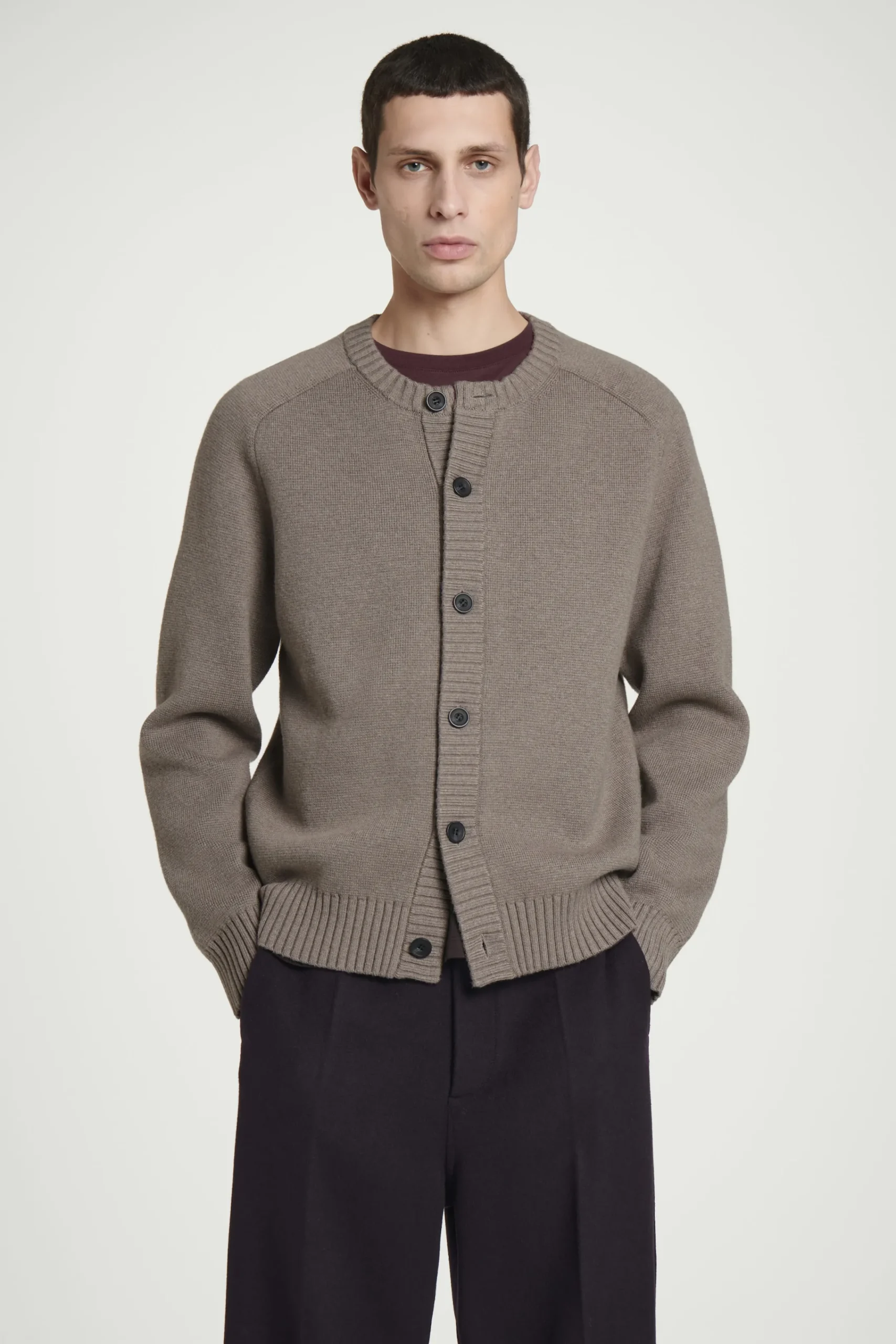 Herren COS Strickmode | Strickjacken*STRICKJACKE AUS WOLL-MIX MIT RUNDHALSAUSSCHNITT