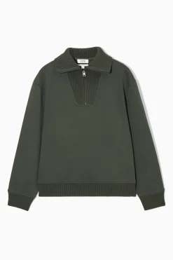 Herren COS Pullover | Strickmode*SWEATSHIRT MIT KRAGEN UND KURZEM REISSVERSCHLUSS