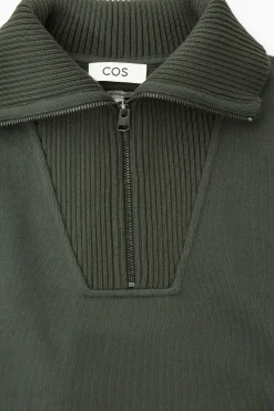 Herren COS Pullover | Strickmode*SWEATSHIRT MIT KRAGEN UND KURZEM REISSVERSCHLUSS